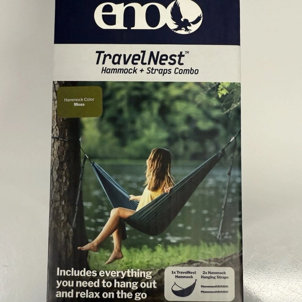 ENO Travel Nest 9' Hammock and Straps Combo Vacation Travel Backpacking Trip Fun